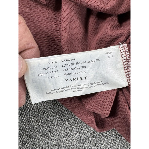 Varley Shirt Womens Medium Astrid Fitted Long‎ Sleeve Variegated Rib Tee - Picture 5 of 9